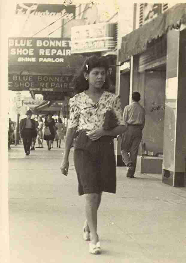 Lyidia Cruz in 1944 downtown San Antonio, Texas