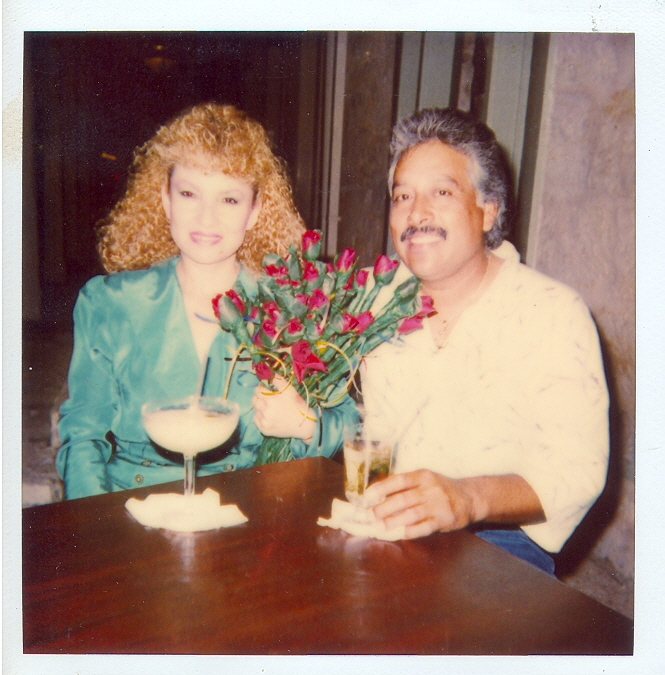 Mario and Rosa eating at downtown riverwalk (1993)