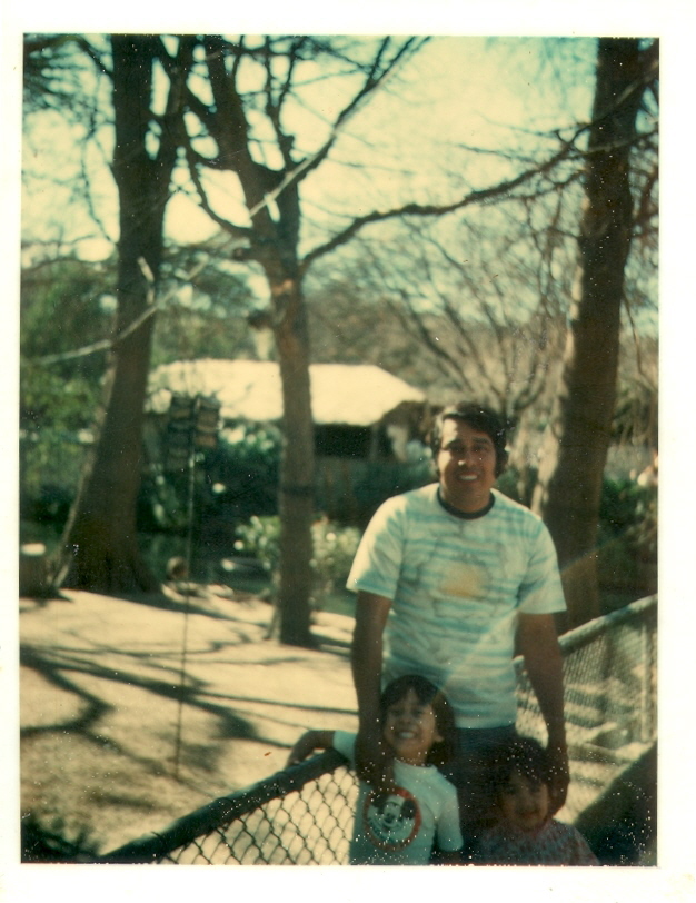 Mario with his two children at San Antonio Zoo (1975)