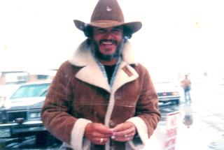 Teofilo in Pleasanton Texes during the snowfall of 1985.