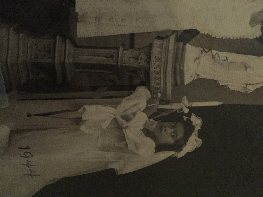 Olivia Vasquez at first communion (1944)