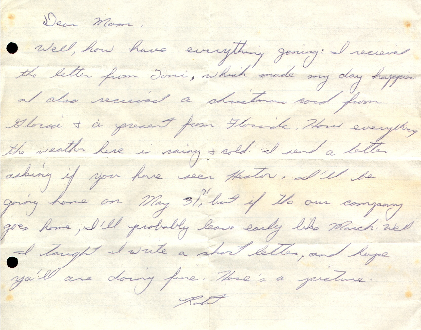 Letter Robert Martinez wrote home to his mother in 1971...