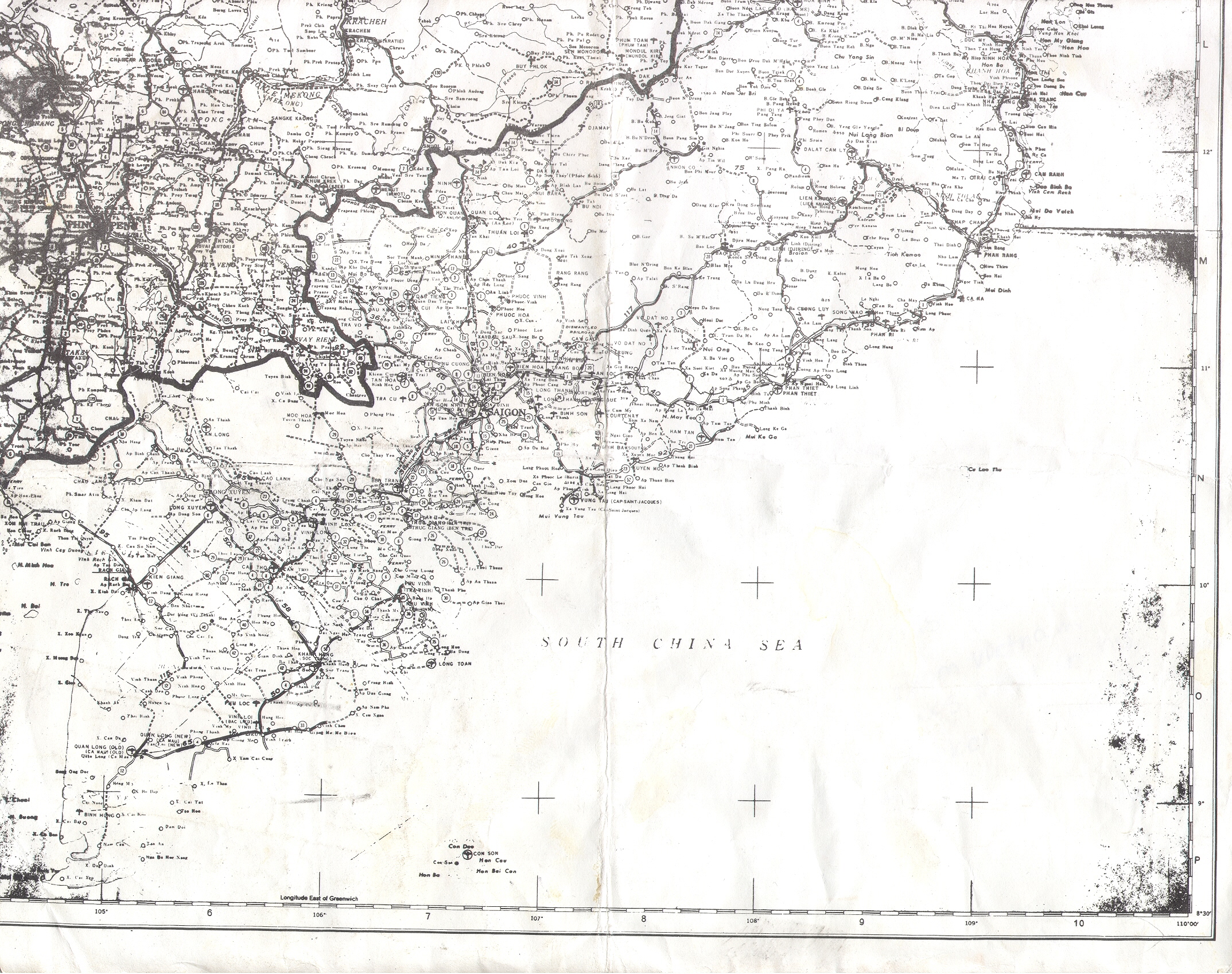 Still part of the map that Robert Martinez used while in Vietnam.