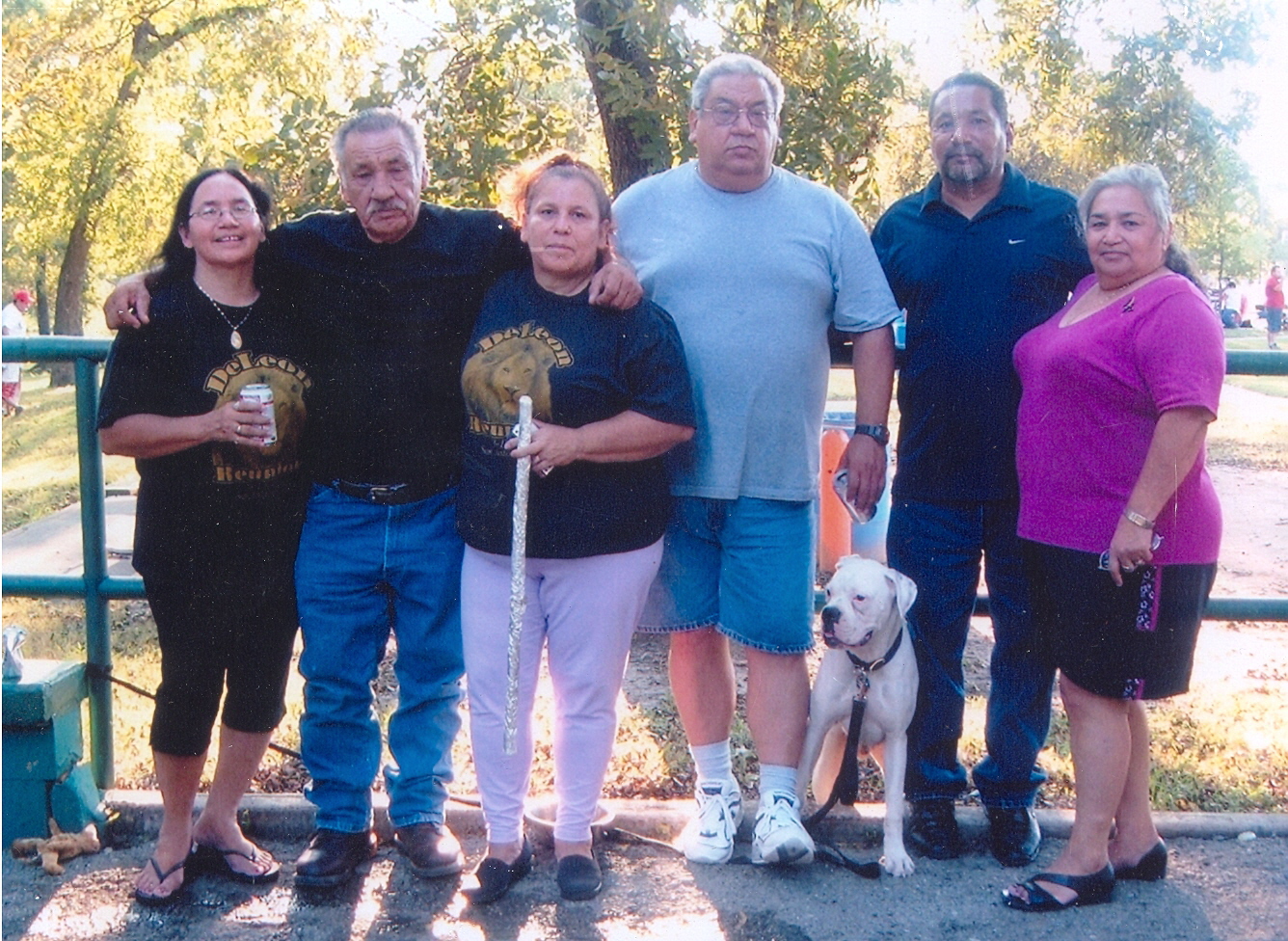 Theresa de Leon with her siblings(letf to right), Rudy, Ofelia,Raul, Daniel, Delia. Family reunion at Rodriguez park. 2005