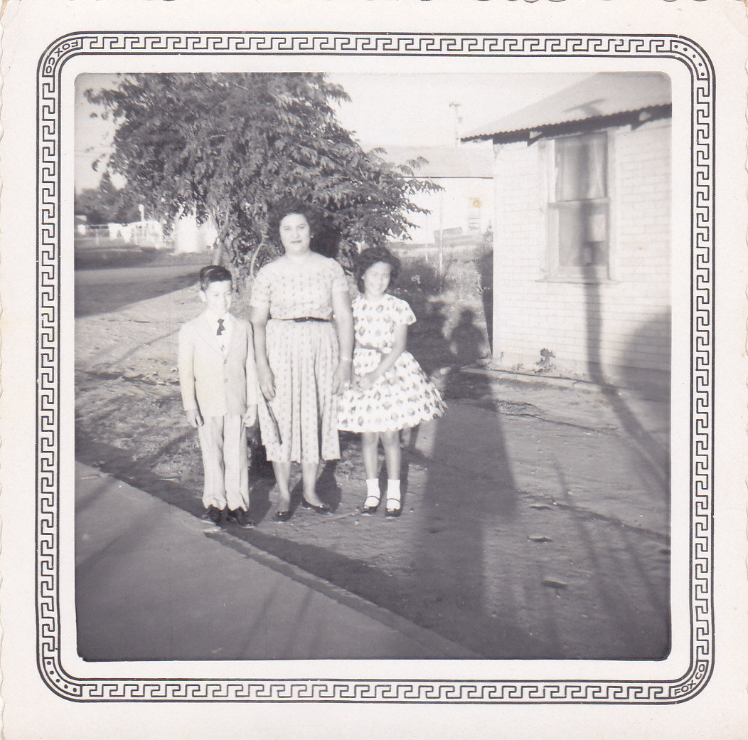 Consuelo and her two oldest kids Sylvia & Calros Somerset, TX 1962