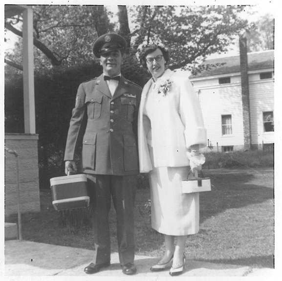 Marian and Willam Clark- Norwich, New York- wedding day (1954)