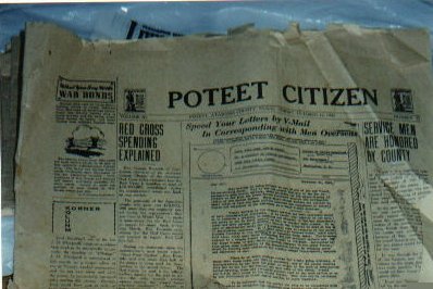 Poteet Newspaper printed during WWII