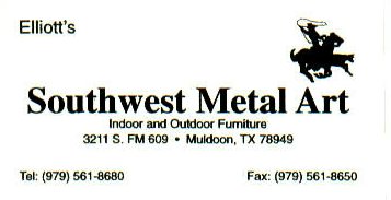 Southwest Metal Art business card