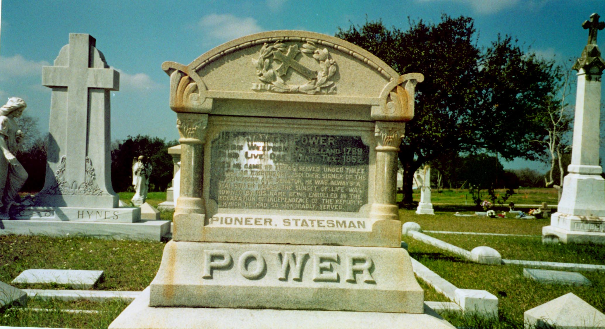 In front of James Power's grave 