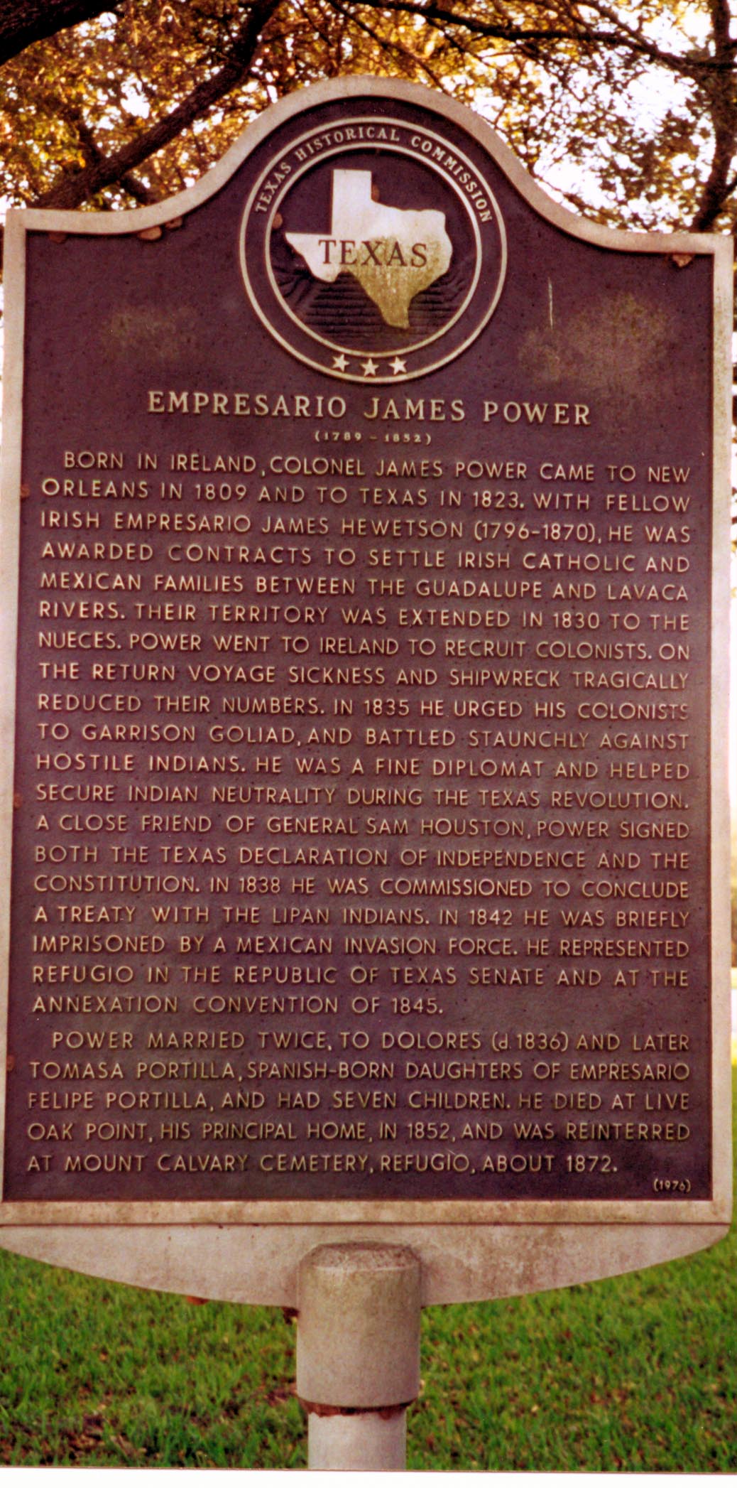 James Power's Historic Marker