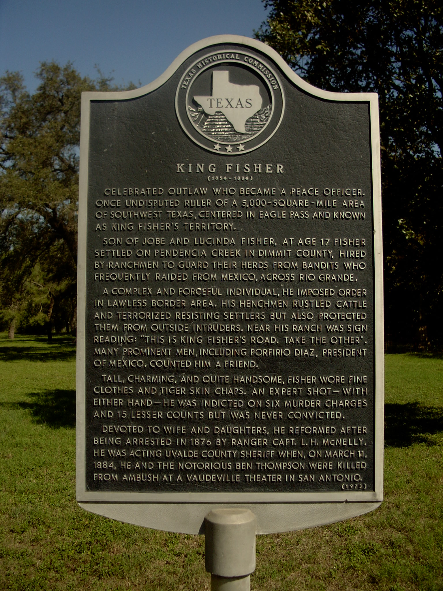 King Fisher Historical Marker