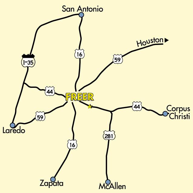 map of Freer, Texas