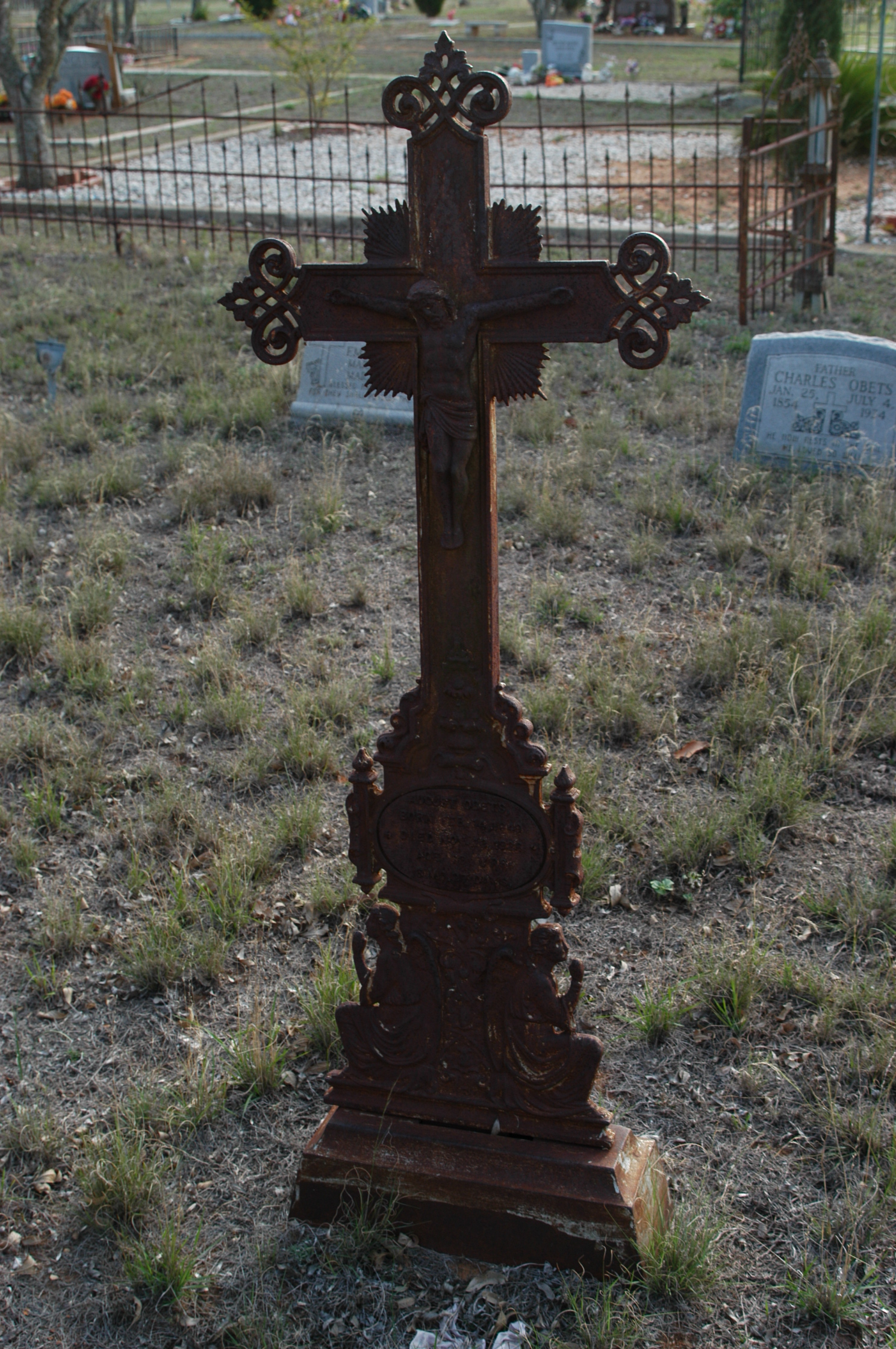 Grave Marker of August Obets, Moore Catholic Cemetery