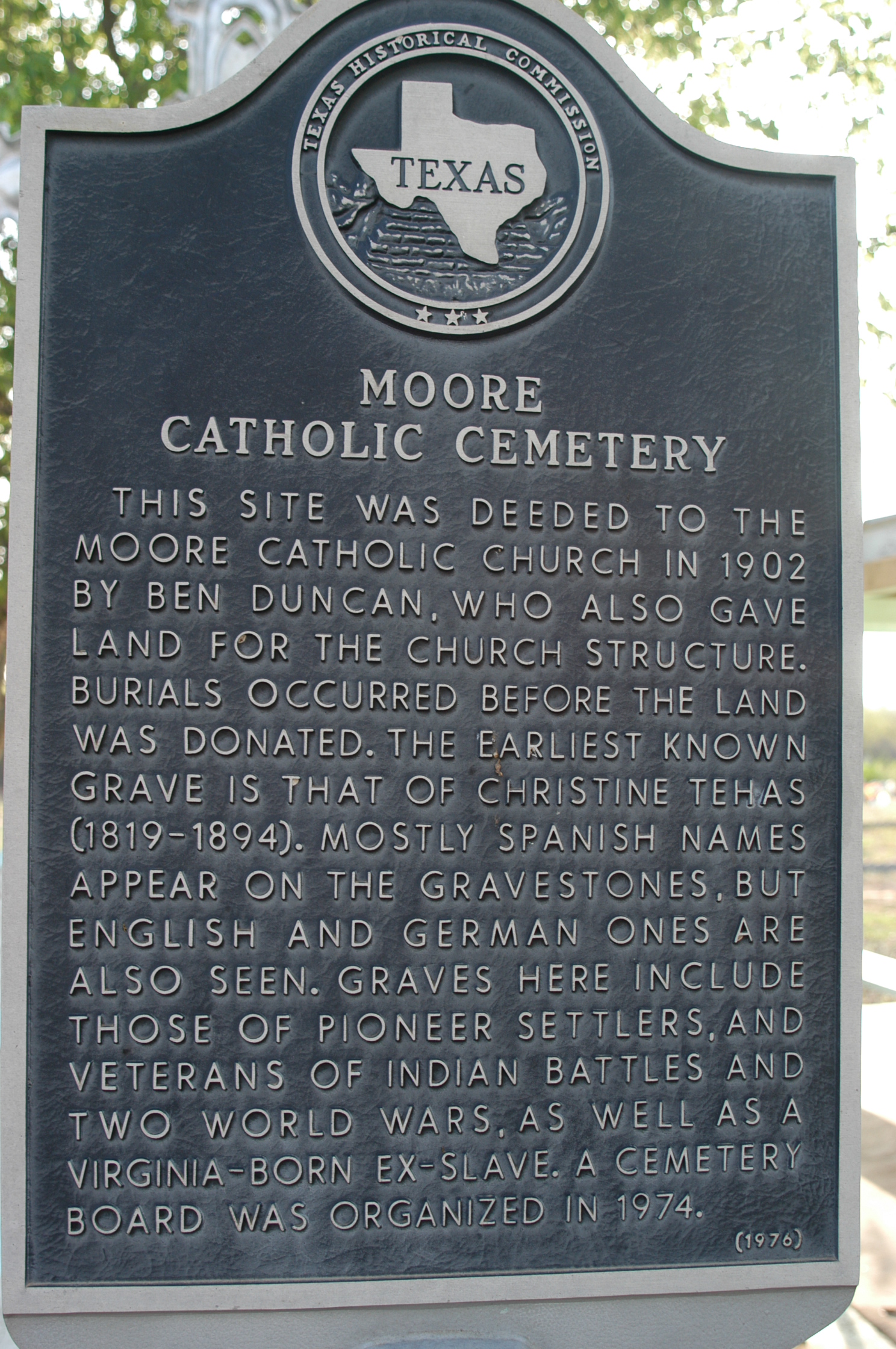 Historical Marker Catholic Cemetery