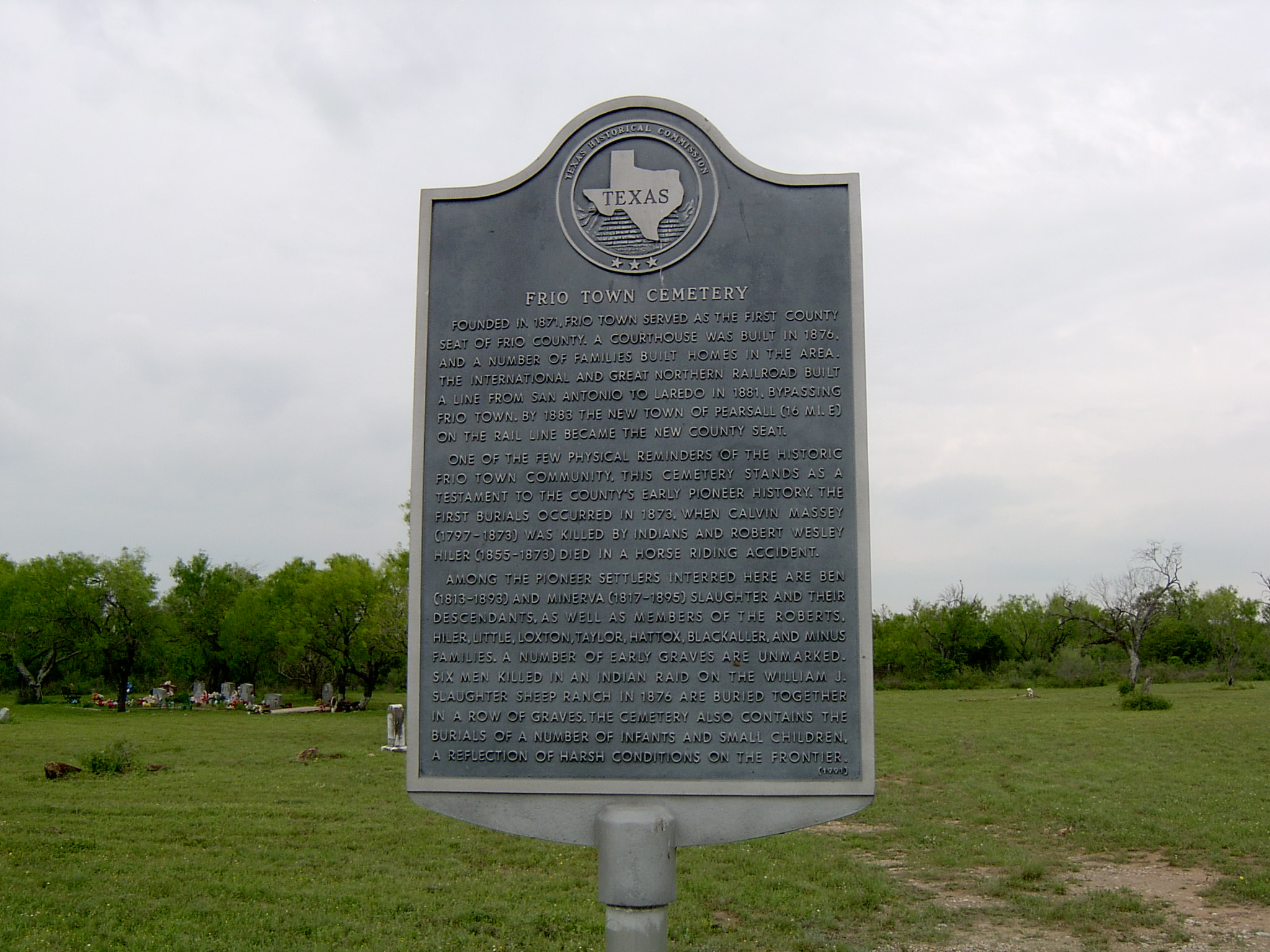 Frio Town Cemetery Plaque