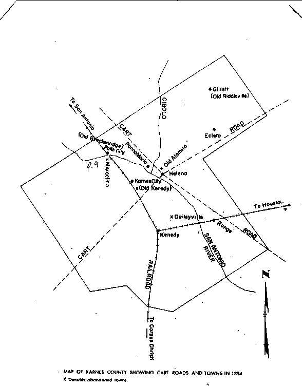 Karnes County map, 1854