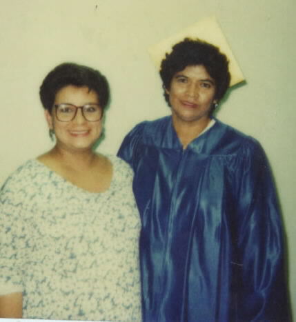left Patricia Montoya (instructor) and mom at her G.E.D. graduation (5-21-92) 
