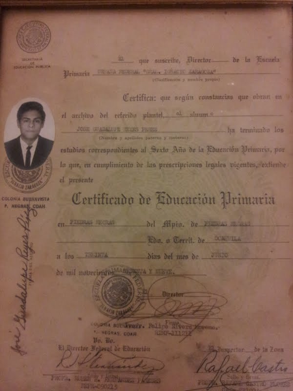 My father's diploma, age 16
