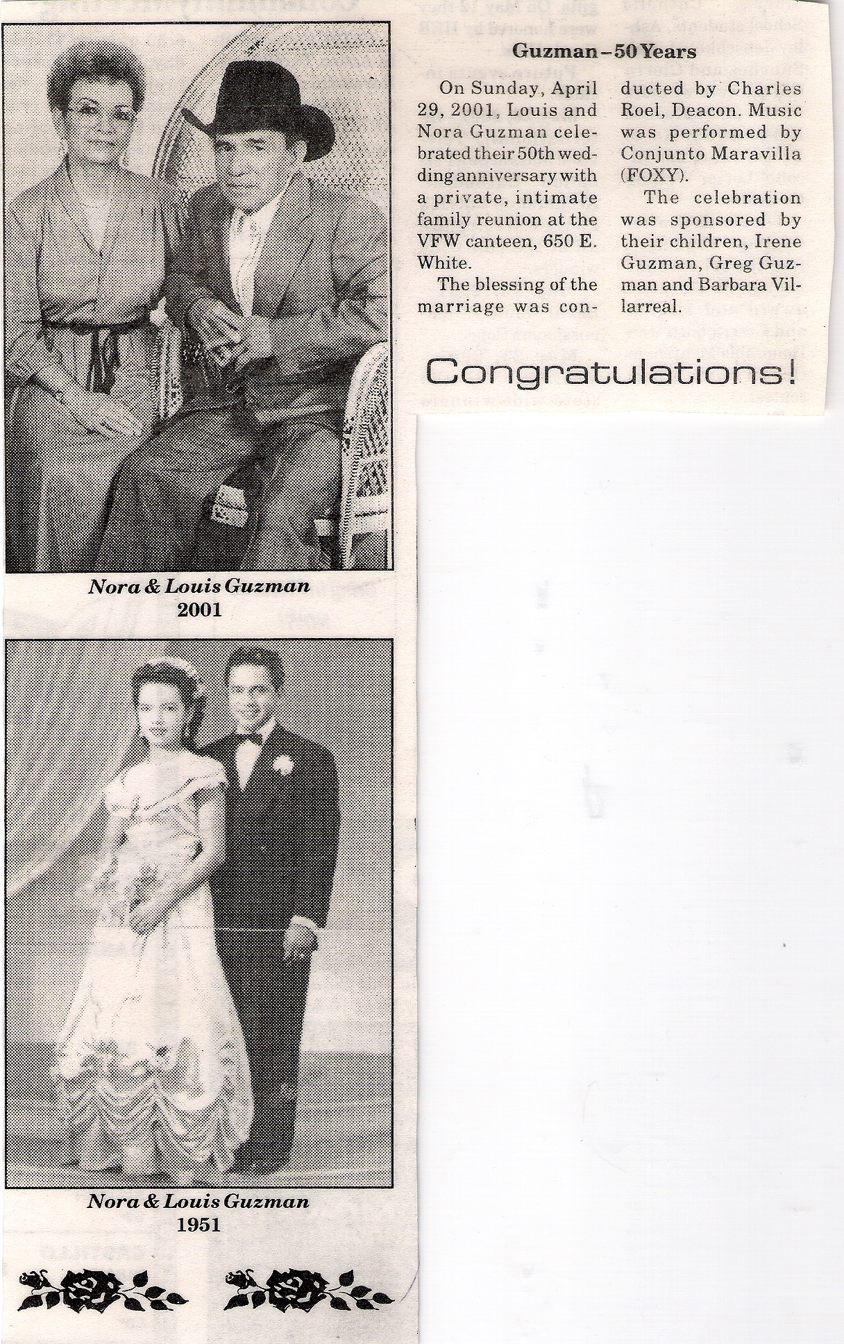Newspaper clip of 50th anniversary