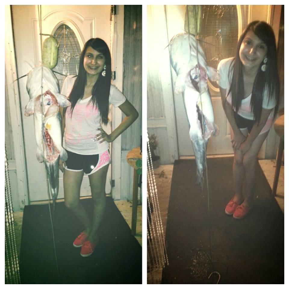 Jessica Alcorta with a fish caught by Reynaldo Jimenez (2014)