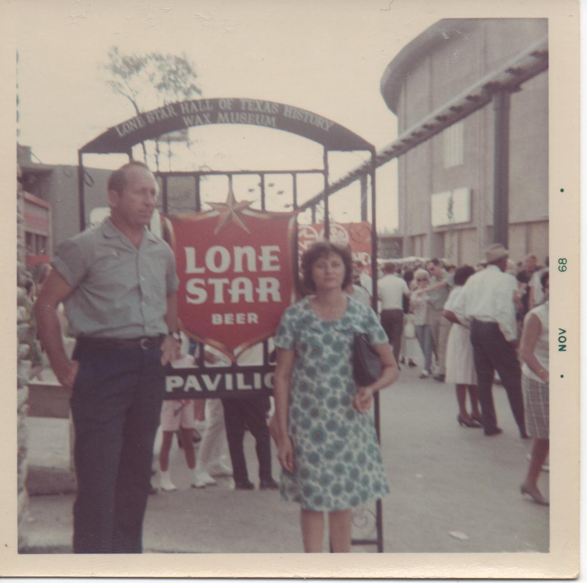 Frank and Mary at the Pavilion, San Antonio, Texas, Nov. 1968