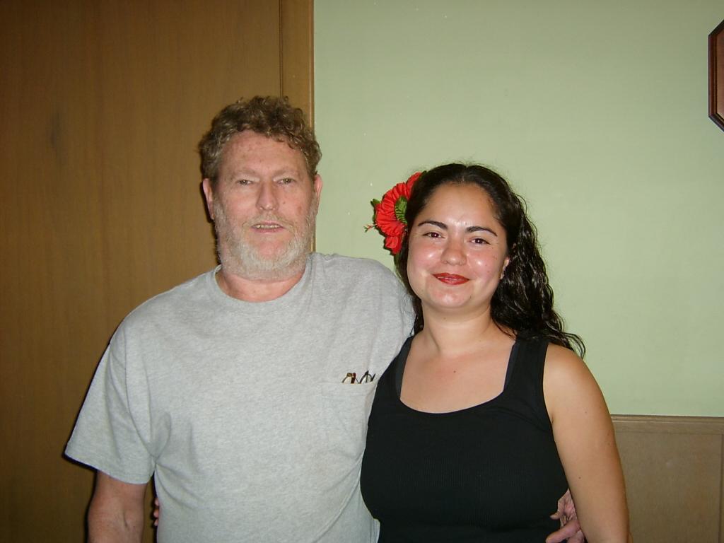 Recent photo of my uncle Jack J. Christensen and me (Janet Rodriguez) at his home on April 8,2004