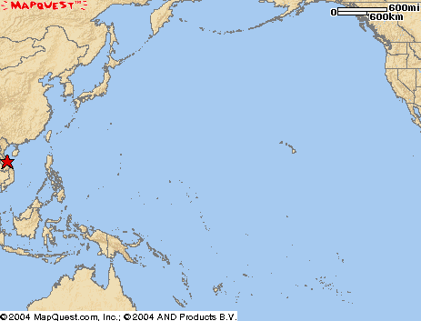 Map of Vietnam in relation to distance from the Continental U.S.