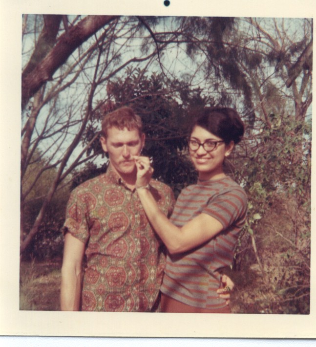 Maria and Joseph in her backyard in San Antonio, Texas in 1967 (Private collection of Christensen)