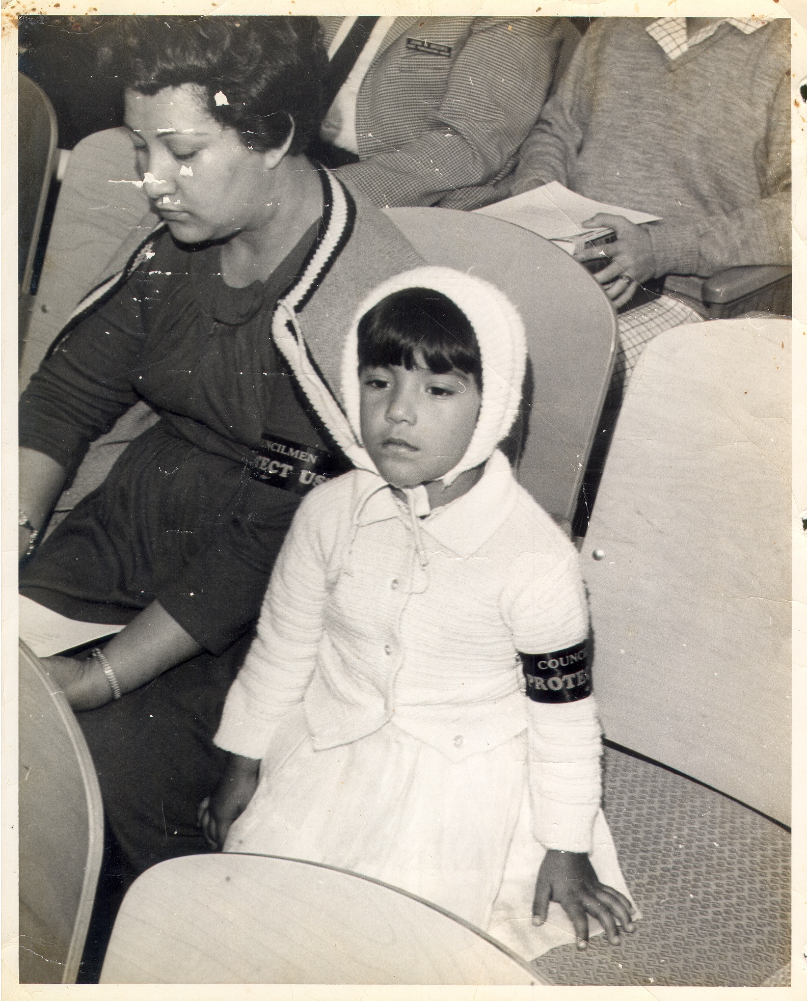 Juanita M Araiza age 20 daughter Maria Dolores age 4 during the Sanitation Deparetment strike in san Antonio Texas, in  1962