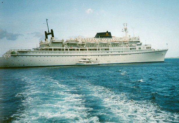 One of the many cruise ships that Mary has been on
