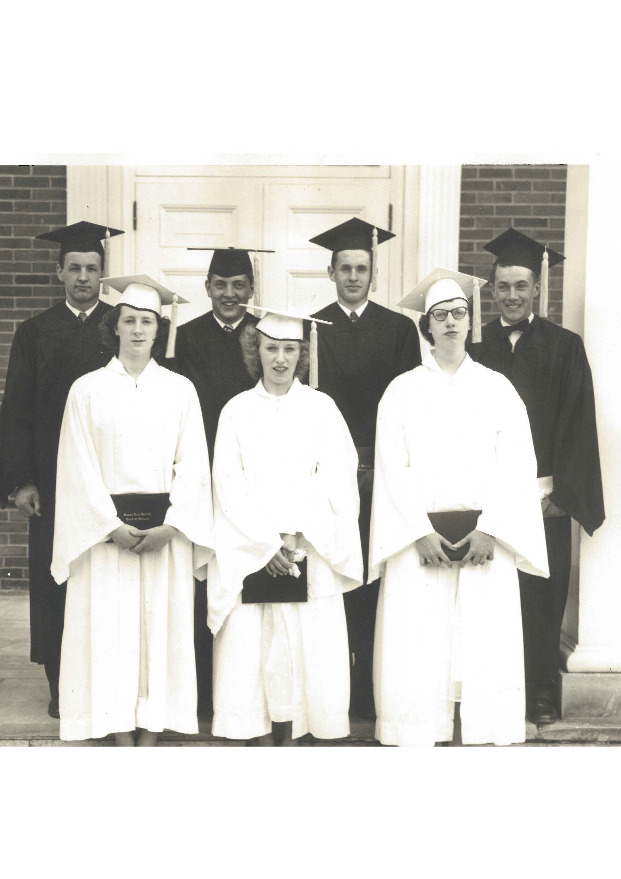 Marian Holden graduates from high school with full class in 1952