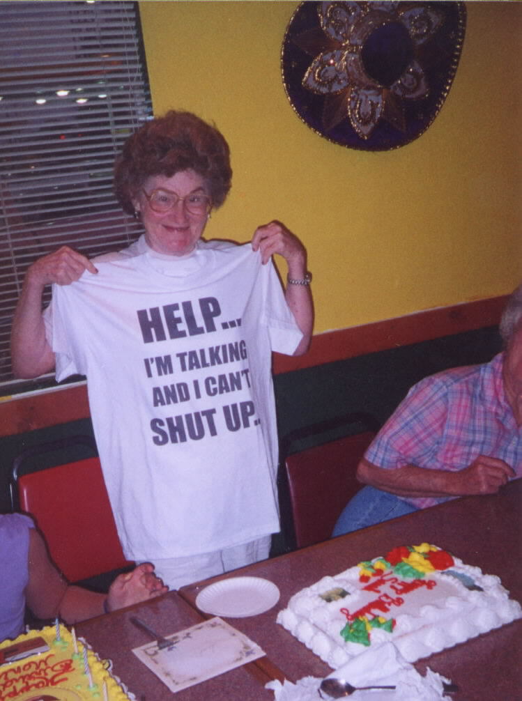 Sarah Bauer on her 69th birthday (2002)