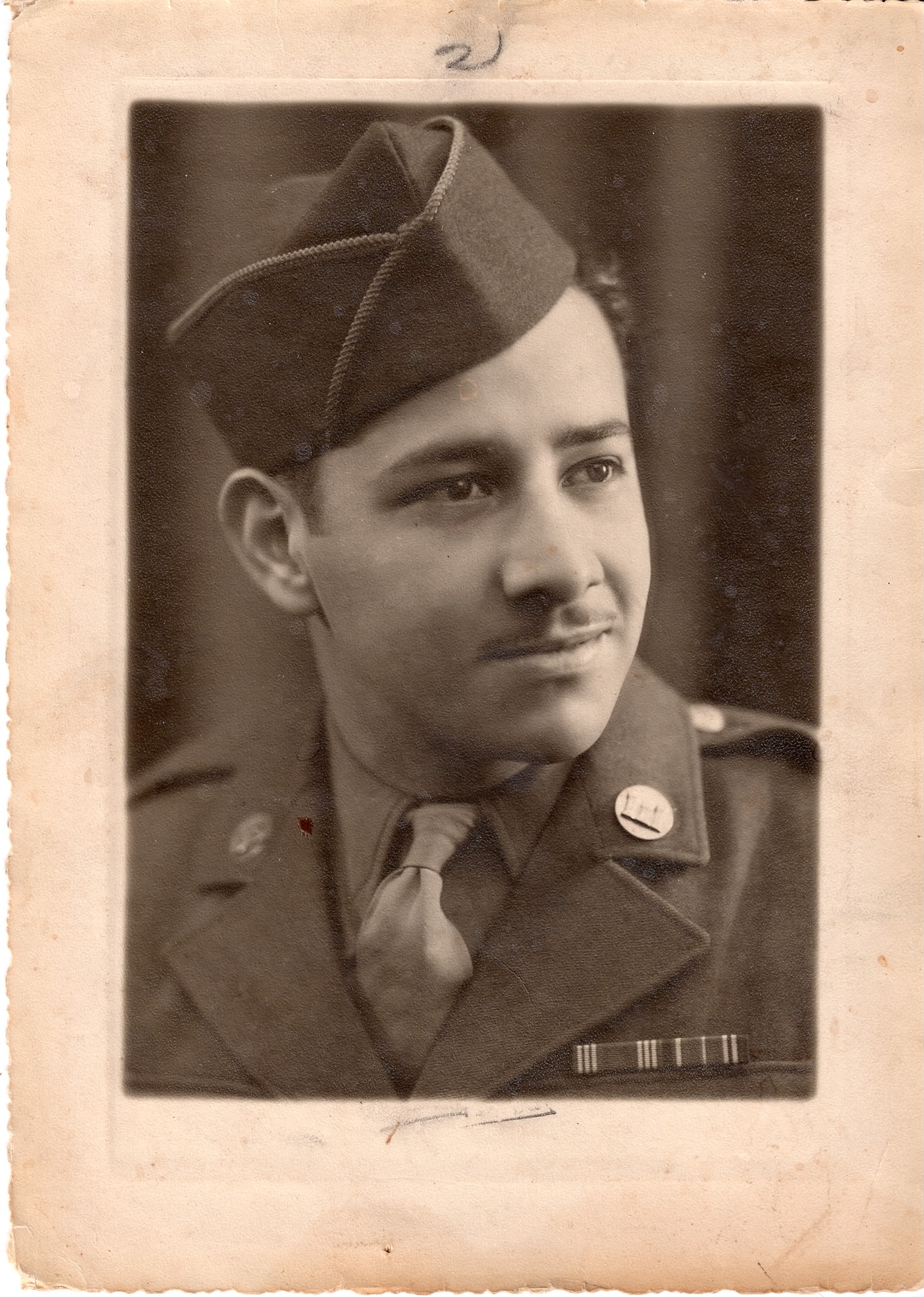 Portrait of Joe F. Butcher in uniform he sent to his mother in 1943
