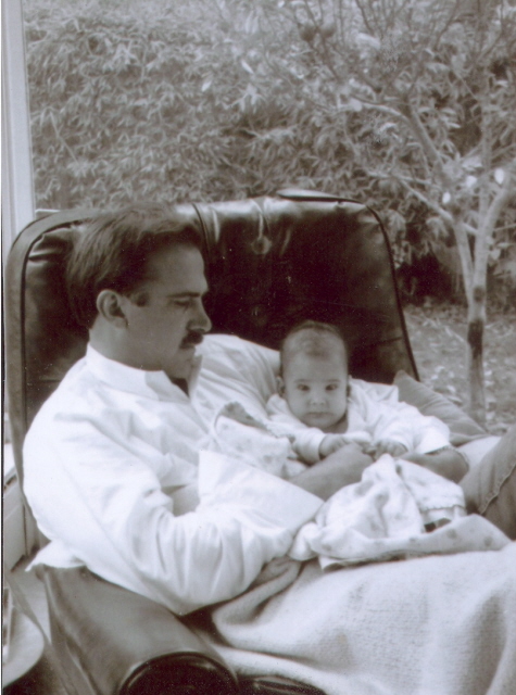 Kenneth Maynard Lawrence with son Mitchell in Pebble Beach, California 1987