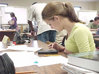 Sophmore Physics major Lisa Sanchez works on calculus homework in the Math Lab. Photo by Jeremy Flores