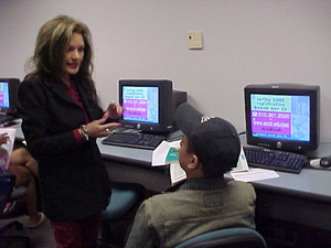 Dr. Rose Zambrano works with a Palo Alto student in a Strategies for Student Success course.