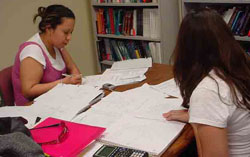 two students getting help at Palo Alto's Math Lab