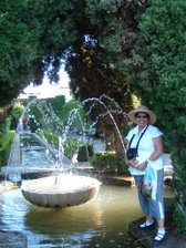 Marsha Gonzales enjoys La Alhambra's Generallife Gardens in Granada.
