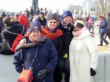 Palo Alto student Teresa Sanchez poses with friends at Obama's inauguration.