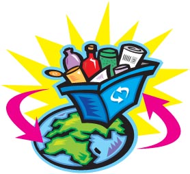 Recyling Bin and Planet Earth