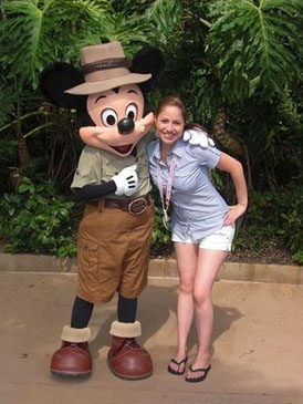 Margaret with Mickey Mouse.