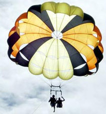 A parasailer in the sky.