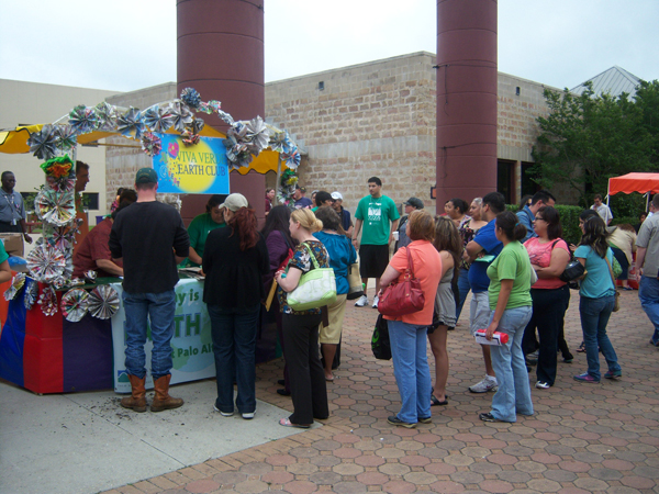 Viva Verde Booth where free trees and grocery bags were distributed