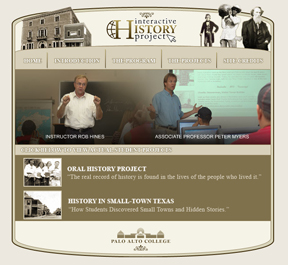 Screen shot of Interactive History Project webpage