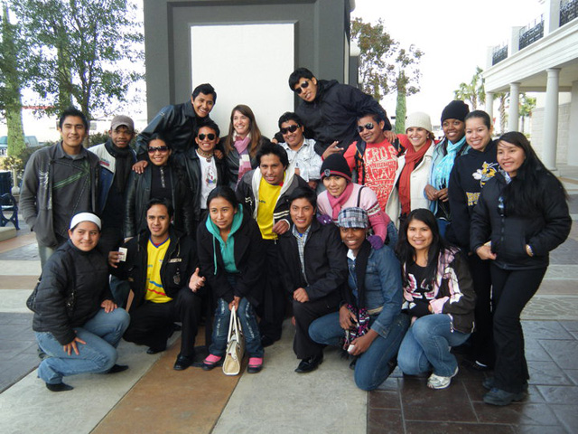 Students from Ecuador, Peru, Bolivia, and Columbia enjoyed watching "The Blind Side" at the Palladium with Anna Cohen Miller, their ESOL instructor. Photo courtesy IALS students.