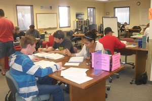 Students are hard at work in the Math Lab. Photo by Valeria Gallegos