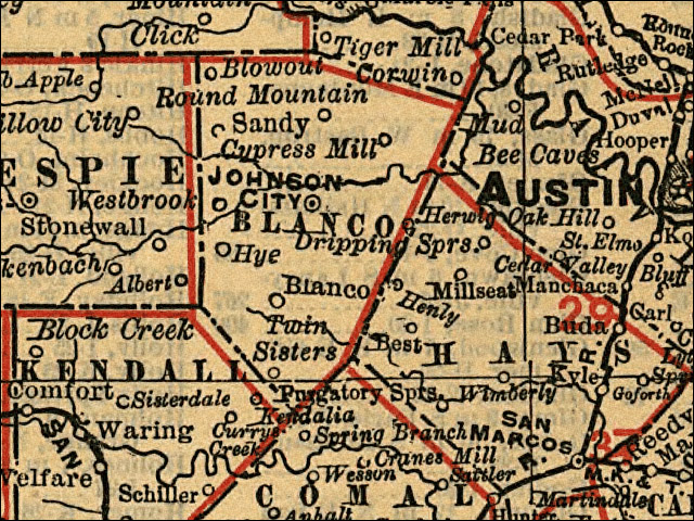 Map of Blanco County in 1900